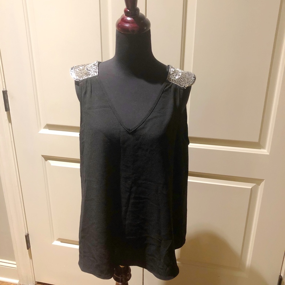 🆕 Charming Charlie Black V-Neck Sequin Top